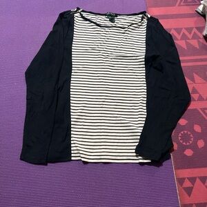 Jordan Black and White Striped Long Sleeve Top